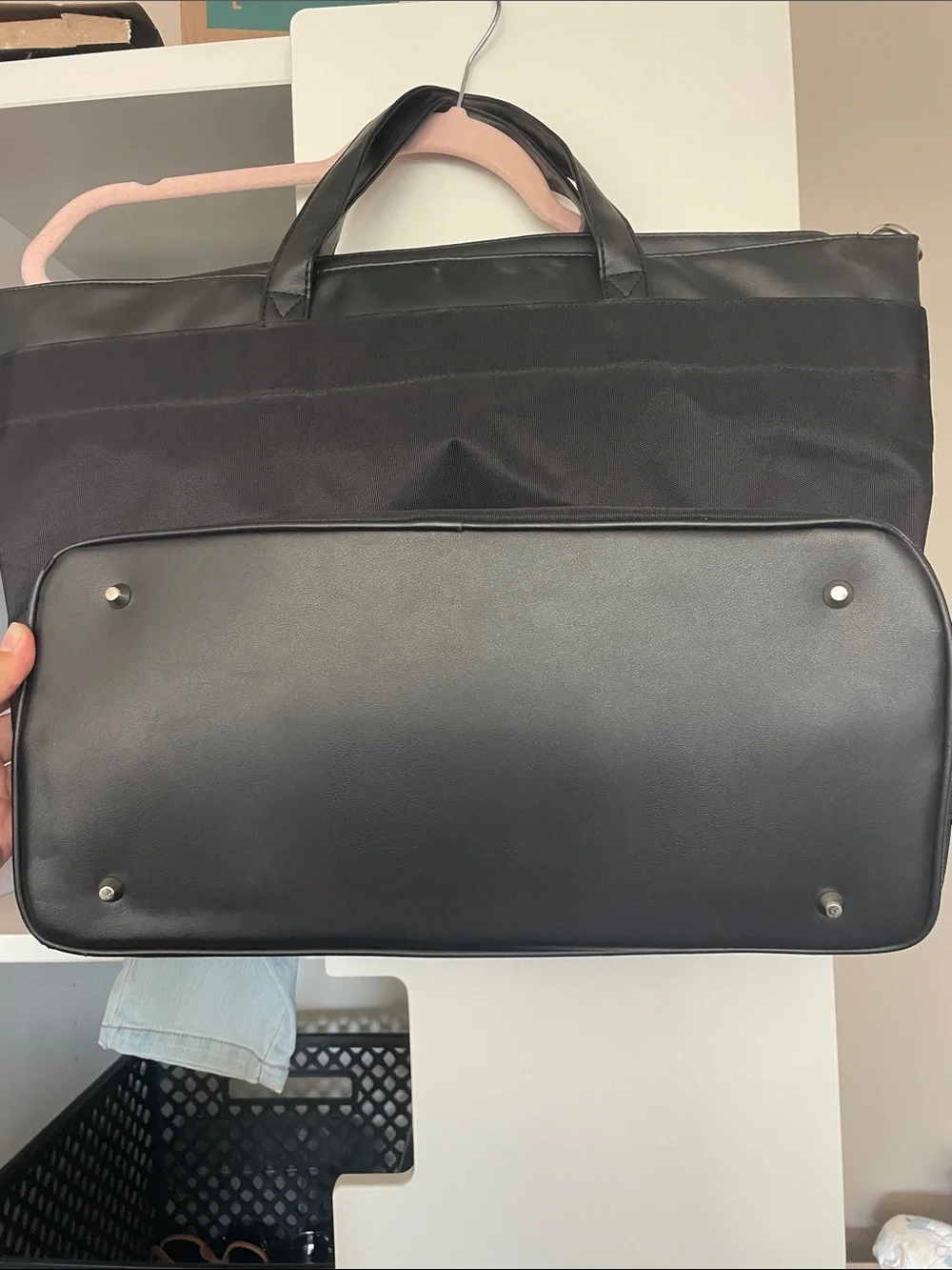 Versace Parfums Black Nylon Overnight Tote